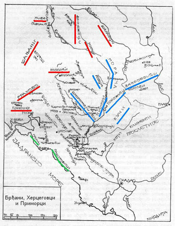 Мапа црногорских племена