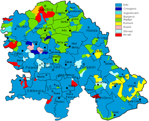 etnicka karta vojvodine Досељавање народа у Војводину   Порекло etnicka karta vojvodine