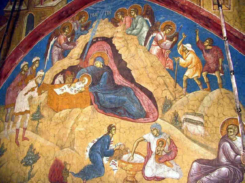 Рождество Христово, манастир Високи Дечани, фреска из XIV века