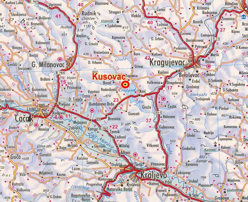 Kusovac,-mapa