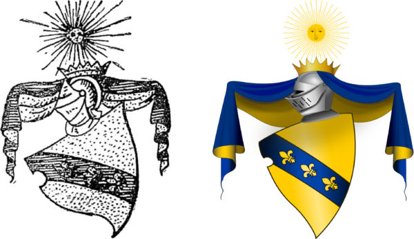 Грб Вранчића из Београдског грбовника I: скица А. Соловјева и његова реконструкција